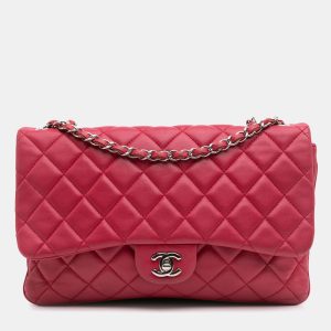 Chanel Pink Jumbo Quilted Lambskin 3 Accordion Flap, Shoulder Bags - Luxury Closet catalog