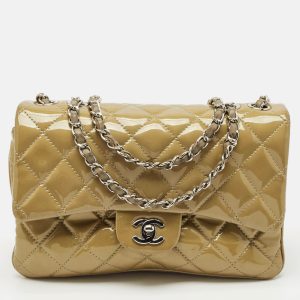 Chanel Beige Quilted Patent Leather 3 Compartment Classic Flap Bag, Shoulder Bags - Luxury Closet catalog
