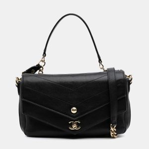 Chanel Black Mini Quilted Sheepskin Double Chevron Flap, Satchels - Luxury Closet catalog