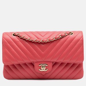Chanel Pink Medium Classic Chevron Lambskin Double Flap, Shoulder Bags - Luxury Closet catalog