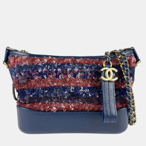 Chanel Navy and Dark Red Sequin Leather Gabrielle Small Hobo Bag, Handbags - Luxury Closet catalog