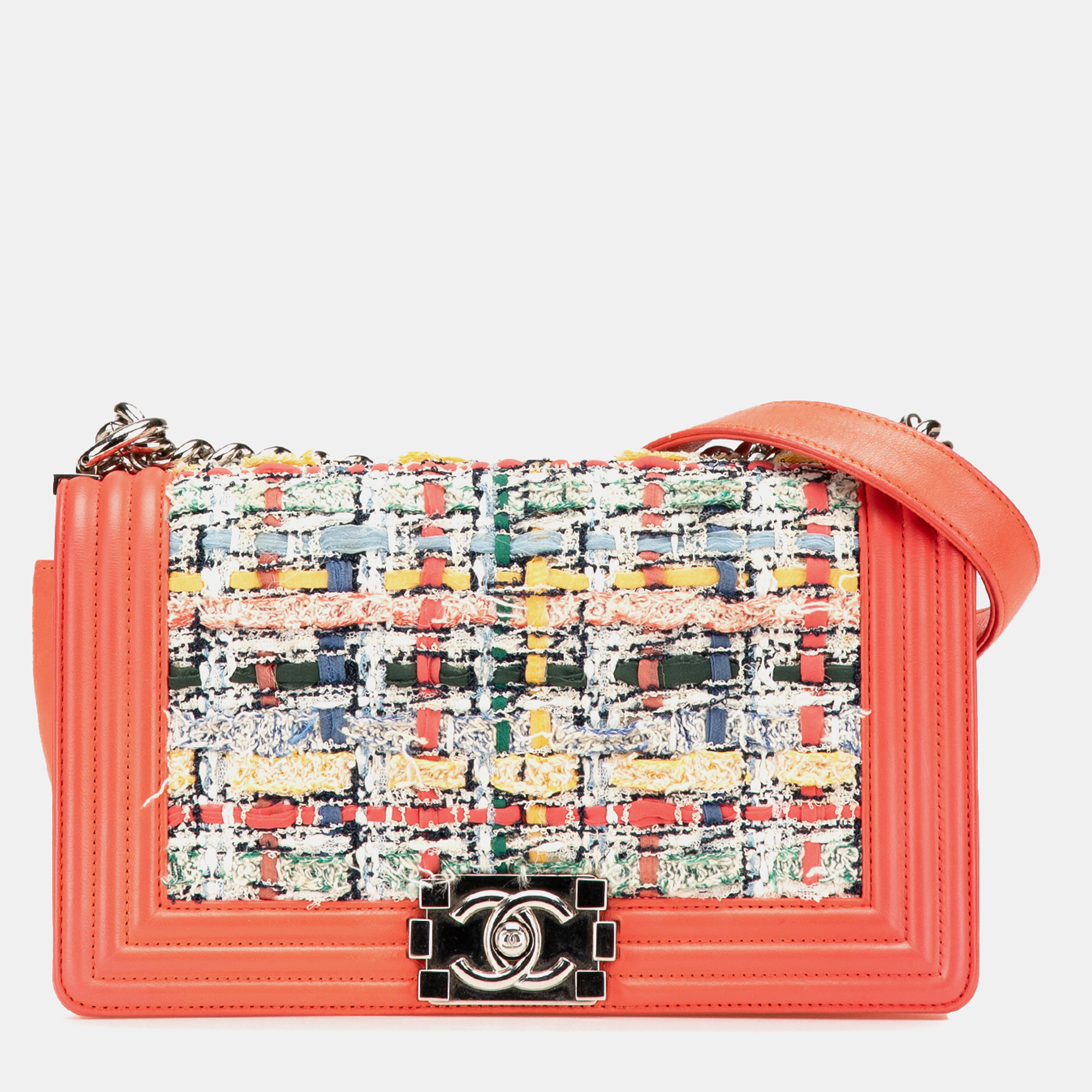Chanel Orange Medium Tweed and Lambskin Boy Flap, Shoulder Bags - Luxury Closet catalog