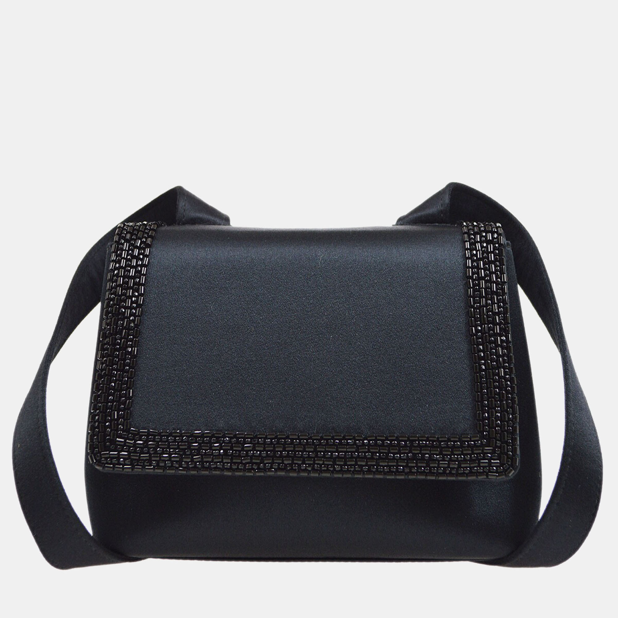 Chanel Cc Logos Beads Cross Body Shoulder Bag Black Satin, Shoulder Bags - Luxury Closet catalog