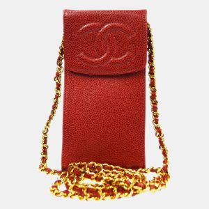Chanel Red Caviar Leather Timeless Phone Case, Handbags - Luxury Closet catalog