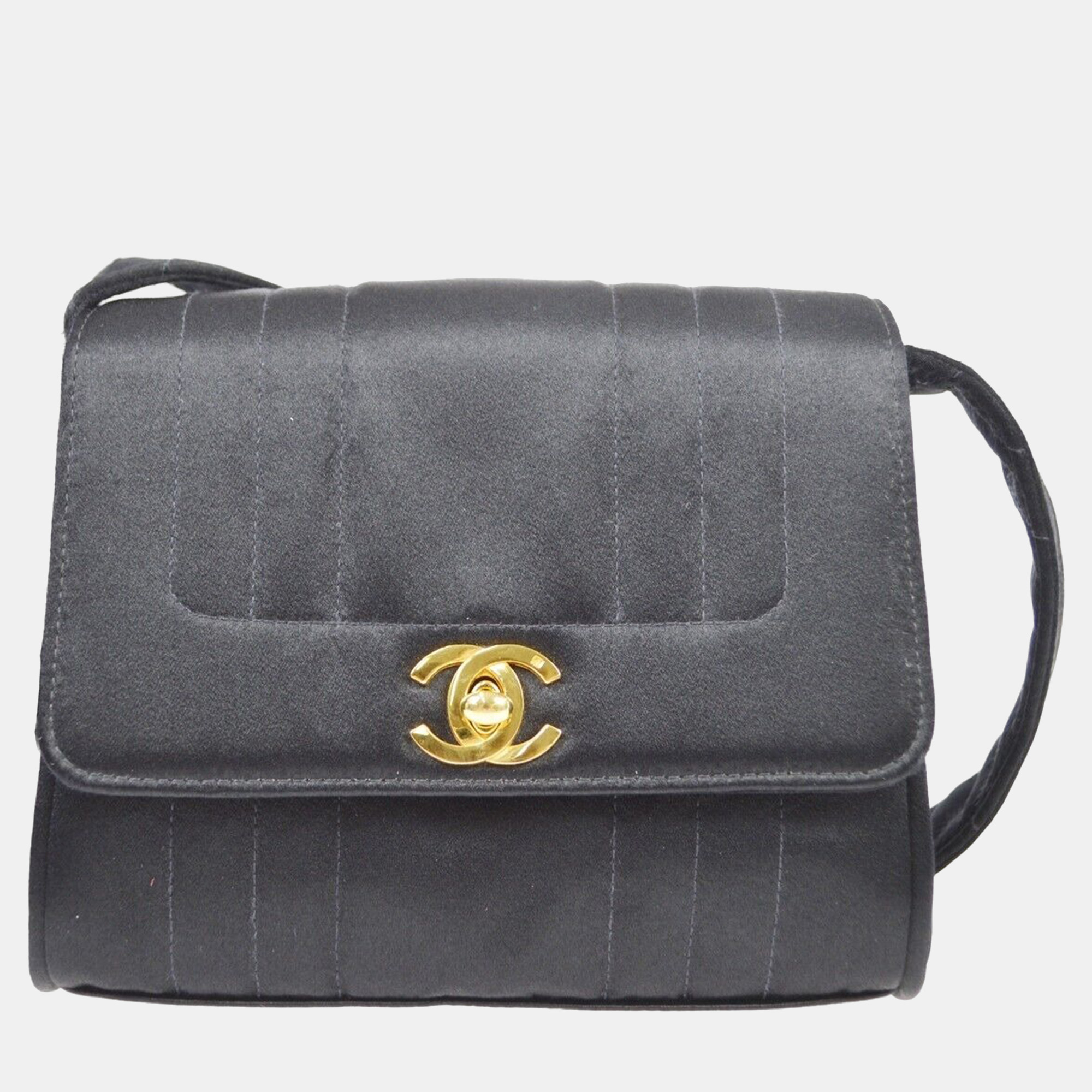 Chanel Black Satin Straight Flap Mademoiselle Shoulder Bag, Shoulder Bags - Luxury Closet catalog
