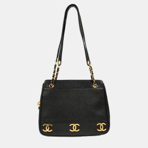 Chanel Black Calfskin Triple CC Shoulder Tote Bag, Tote Handbags - Luxury Closet catalog