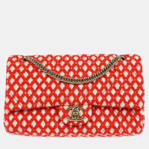 Chanel Red Cotton Medium Classic Double Flap Shoulder Bag, Shoulder Bags - Luxury Closet catalog