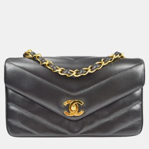 Chanel Black Lambskin Chevron Chain Shoulder Bag, Shoulder Bags - Luxury Closet catalog