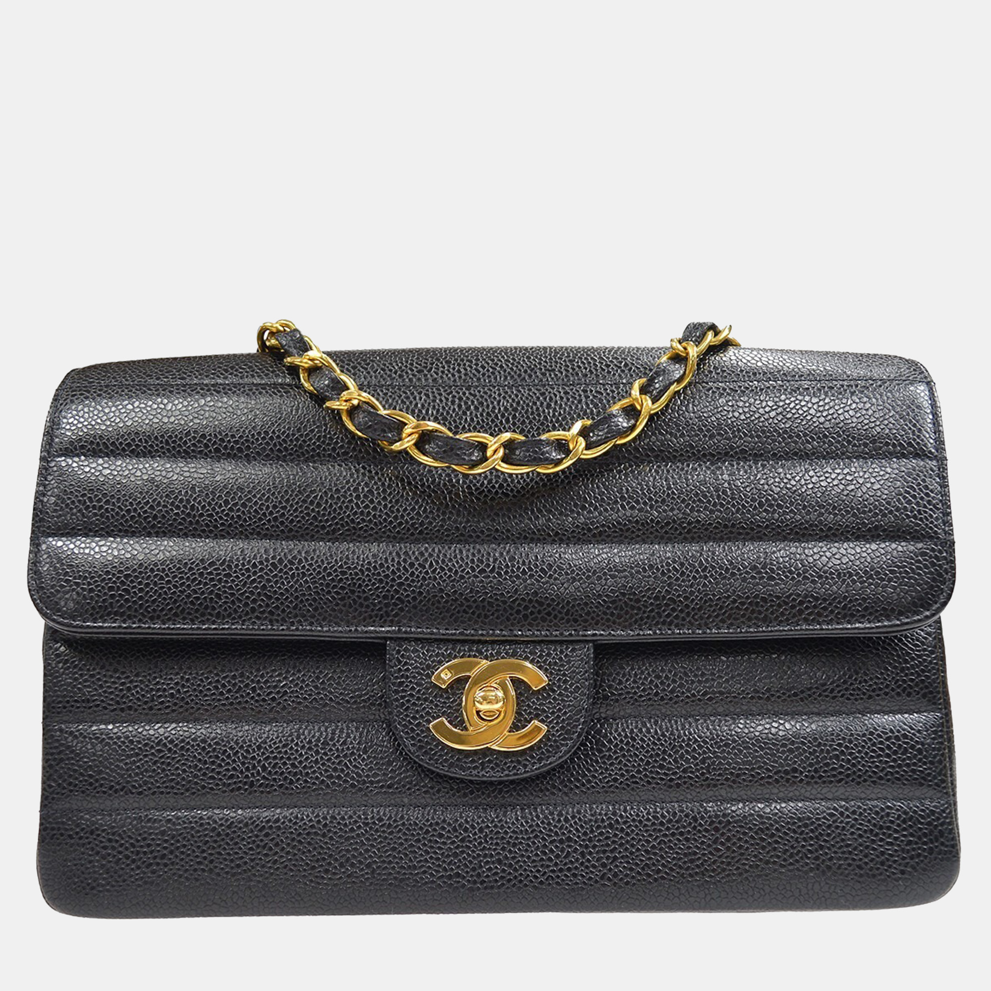 Chanel Black Calfskin Medium Classic Single Flap Double Chain Shoulder Bag, Shoulder Bags - Luxury Closet catalog