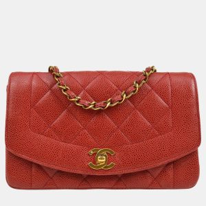 Chanel Red Calfskin Small Diana Single Chain Shoulder Bag, Shoulder Bags - Luxury Closet catalog