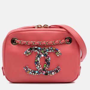 Chanel Pink Lambskin Giant Crystal CC Camera Bag, Shoulder Bags - Luxury Closet catalog