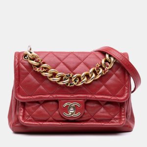 Chanel Red Small Quilted Lambskin Chain Link Flap, Satchels - Luxury Closet catalog