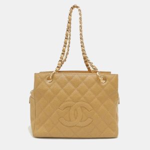 Chanel Beige Caviar Skin CC Chain Tote Bag, Tote Handbags - Luxury Closet catalog