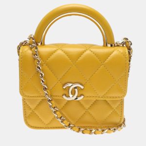 Chanel Yellow Mini Lambskin Matelasse Chain Shoulder Bag, Shoulder Bags - Luxury Closet catalog