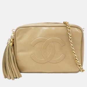 Chanel Beige Lambskin Leather Camera Shoulder Bag, Shoulder Bags - Luxury Closet catalog
