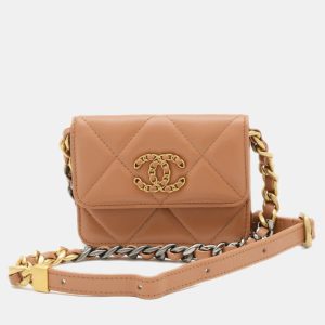 Chanel Brown Lambskin 19 Chain Shoulder Bag, Shoulder Bags - Luxury Closet catalog