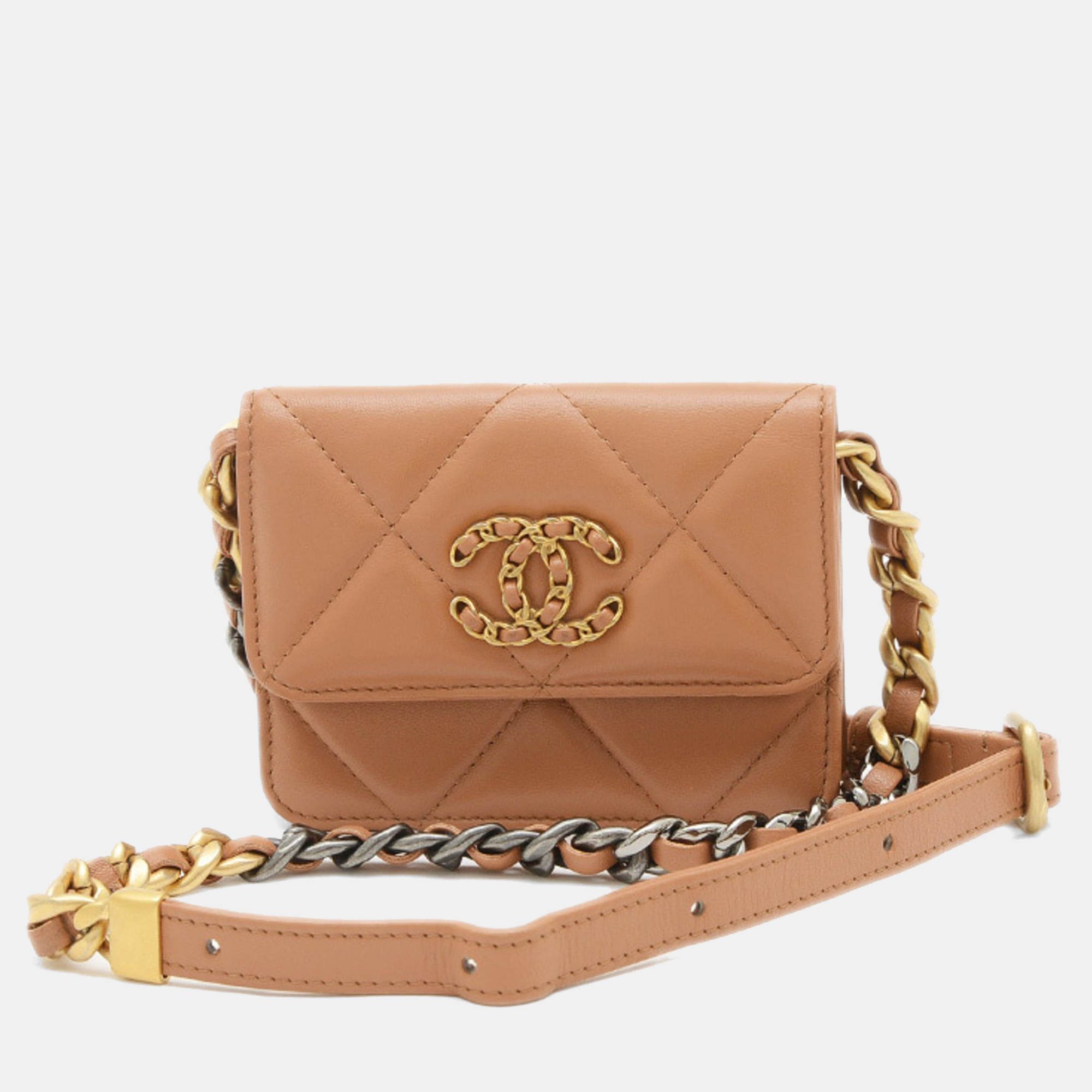 Chanel Brown Lambskin 19 Chain Shoulder Bag, Shoulder Bags - Luxury Closet catalog