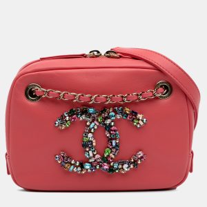 Chanel Pink Lambskin Giant Crystal CC Camera Bag, Shoulder Bags - Luxury Closet catalog