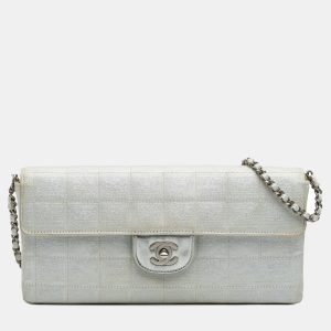 Chanel Silver New Travel Line Nylon East West Flap, Shoulder Bags - Luxury Closet catalog
