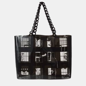 Chanel Black Vinyl Windows Line Tote Handbag, Tote Handbags - Luxury Closet catalog