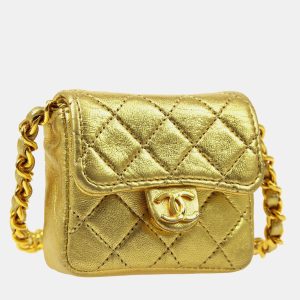 Chanel Gold Lambskin Micro Classic Flap Shoulder Bag, Shoulder Bags - Luxury Closet catalog