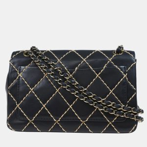 Chanel Black Calfskin Wild Stitch Single Flap Shoulder Bag, Shoulder Bags - Luxury Closet catalog