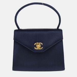 Chanel Navy Satin CC Top Handle Bag, Satchels - Luxury Closet catalog