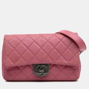 Chanel Pink Small Quilted Shiny Goatskin Double Carry Waist Chain Flap, Satchels - Luxury Closet catalog