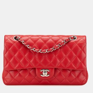 Chanel Red Medium Classic Caviar Double Flap, Shoulder Bags - Luxury Closet catalog