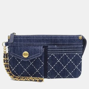 Chanel Navy Blue Matelass&eacute; Denim Clutch, Clutches & Special Occasion Bags - Luxury Closet catalog