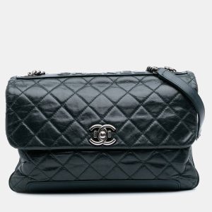 Chanel Green Quilted Aged Calfskin Logo Accordion Flap, Shoulder Bags - Luxury Closet catalog
