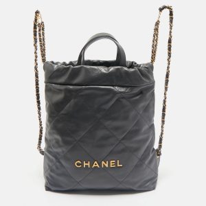 Chanel Dark Grey Quilted Leather 22 Backpack, Backpacks - Luxury Closet catalog