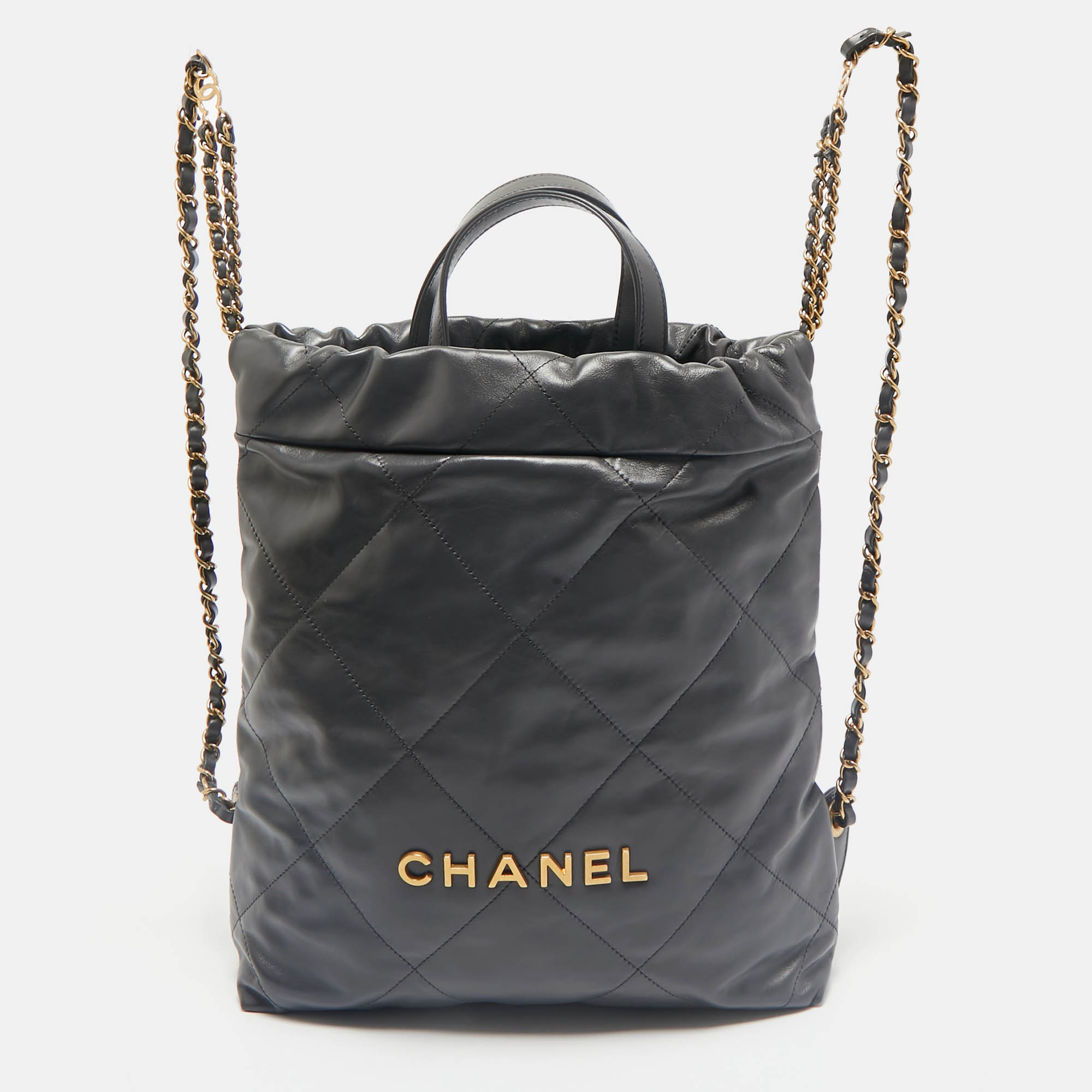 Chanel Dark Grey Quilted Leather 22 Backpack, Backpacks - Luxury Closet catalog