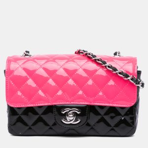 Chanel Black/Pink Mini Rectangular Classic Patent Single Flap, Shoulder Bags - Luxury Closet catalog