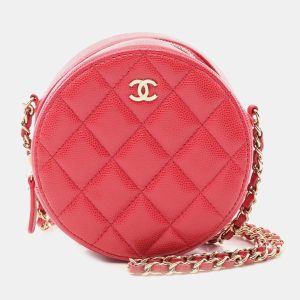 Chanel Red Quilted Caviar Round Clutch With Chain, Clutches & Special Occasion Bags - Luxury Closet catalog
