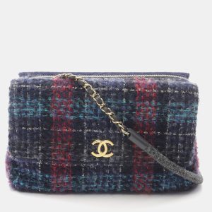 Chanel Blue Multicolor Tweed Quilted Enamel CC Double Flap Bag, Handbags - Luxury Closet catalog