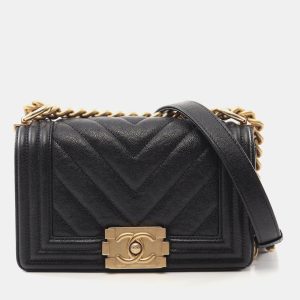 Chanel Black Caviar Chevron Quilted Boy Flap Bag, Handbags - Luxury Closet catalog