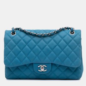 Chanel Blue Jumbo Classic Caviar Double Flap, Shoulder Bags - Luxury Closet catalog