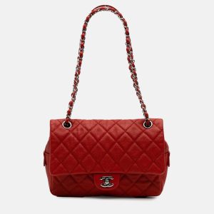 Chanel Orange Medium Quilted Caviar Easy Flap, Shoulder Bags - Luxury Closet catalog