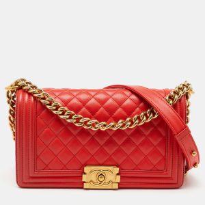 Chanel Orange Quilted Leather Medium Boy Flap Bag, Shoulder Bags - Luxury Closet catalog