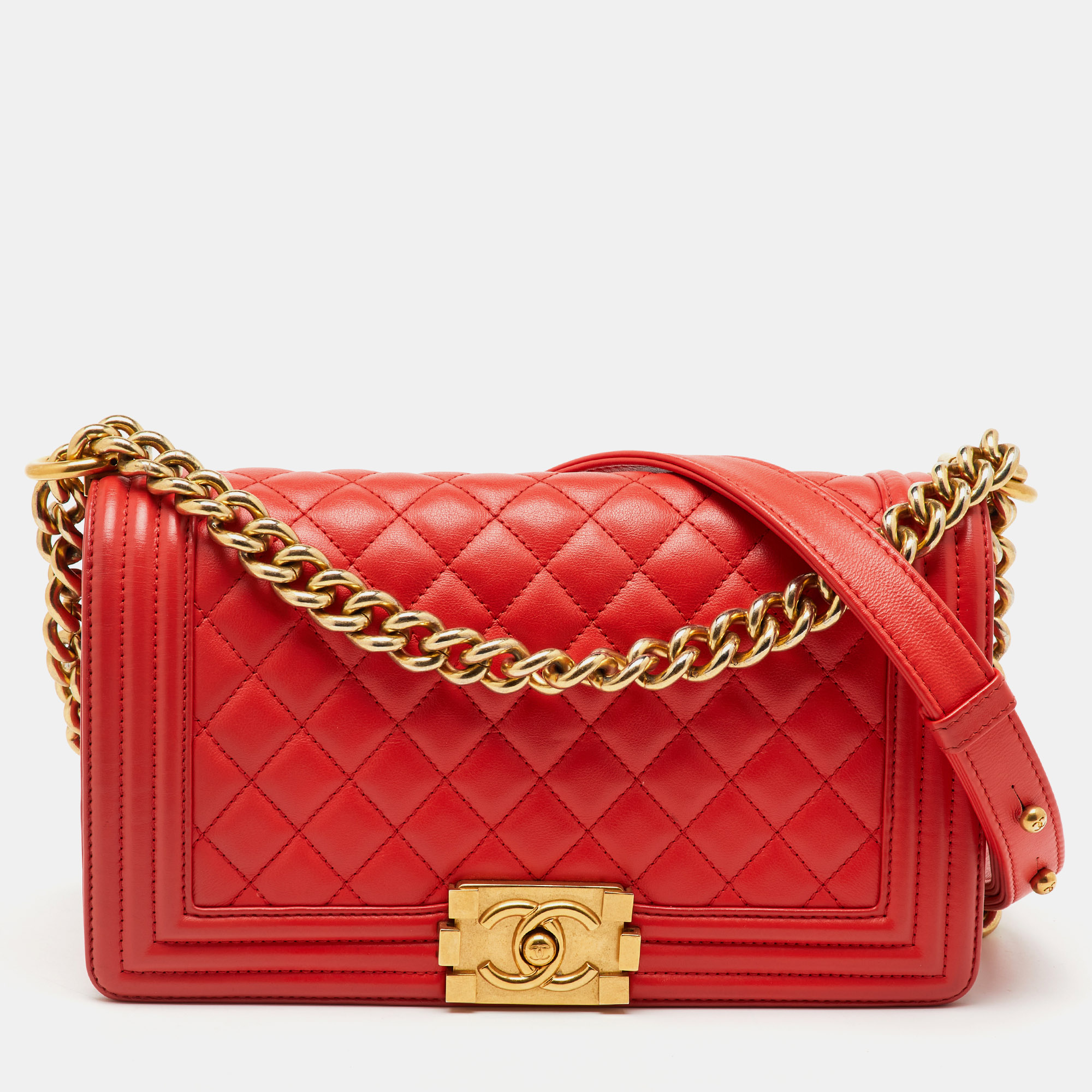 Chanel Orange Quilted Leather Medium Boy Flap Bag, Shoulder Bags - Luxury Closet catalog