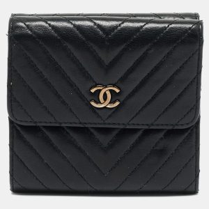 Chanel Black Chevron Leather CC Compact Wallet, Wallets & Money Clips - Luxury Closet catalog