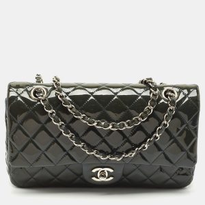 Chanel Teal Blue Quilted Patent Leather Medium Classic Double Flap Bag, Shoulder Bags - Luxury Closet catalog