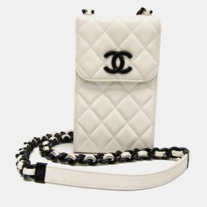 Chanel Black White Grained Calfskin Plastic Shoulder Bag, Handbags - Luxury Closet catalog