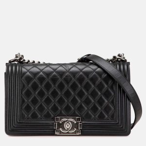 Chanel Black Old Medium Quilted Lambskin Boy Flap, Shoulder Bags - Luxury Closet catalog