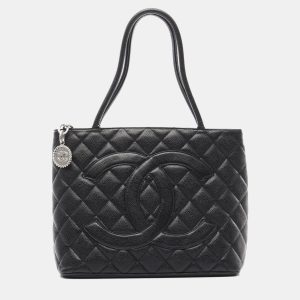 Chanel Medallion Black Grained Calfskin Leather Tote Bag, Tote Handbags - Luxury Closet catalog