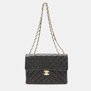 Chanel Jumbo Single Flap Black Lambskin Shoulder Chain Bag, Handbags - Luxury Closet catalog