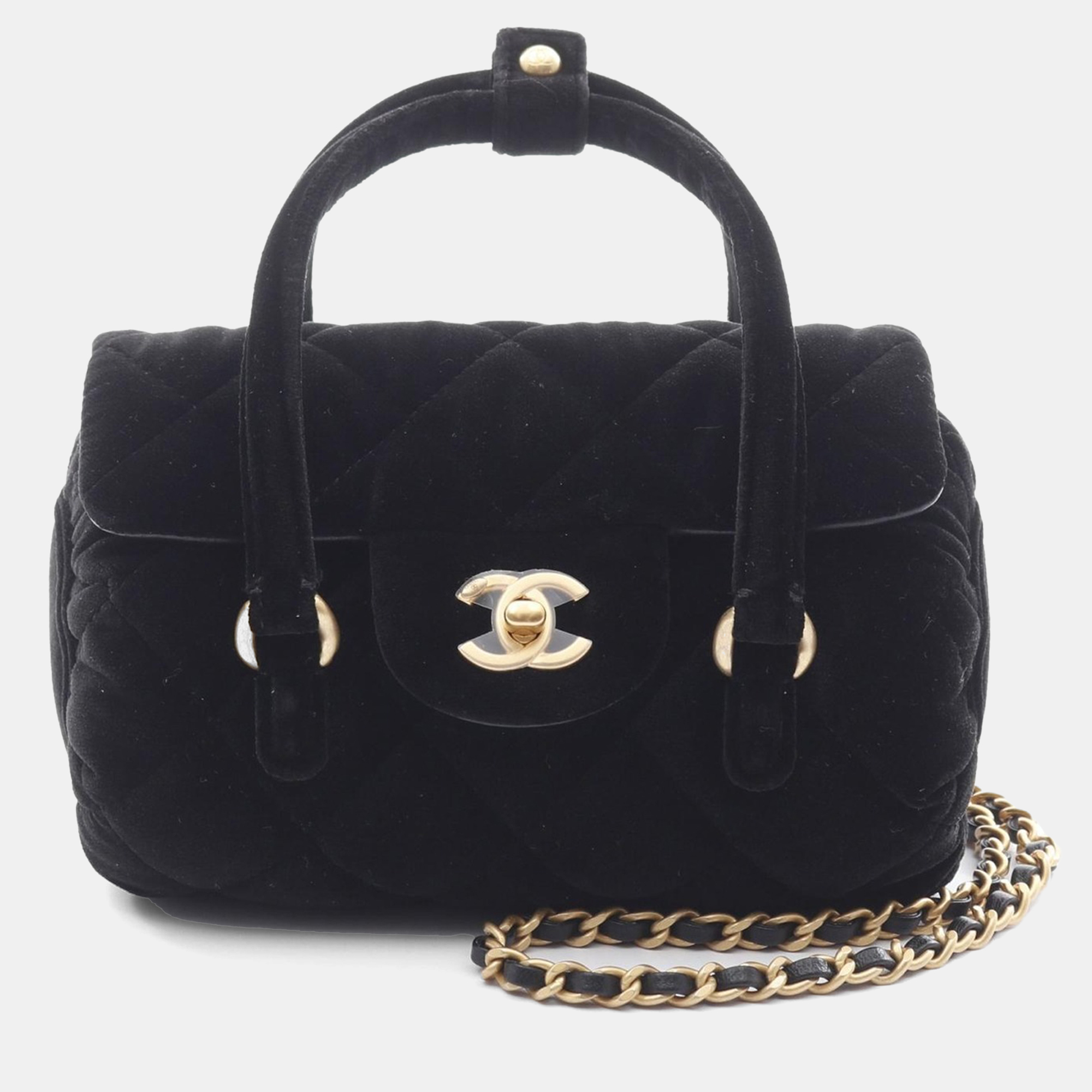 Chanel Black Velvet Quilted Mini Top Handle Flap Bag, Handbags - Luxury Closet catalog