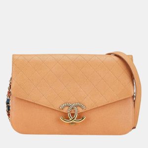 Chanel Half Coco Orange Beige Caviar Shoulder Bag, Handbags - Luxury Closet catalog