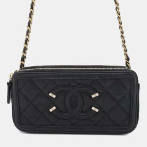 Chanel CC Filigree Black Caviar Skin Wallet On Chain, Wallets & Money Clips - Luxury Closet catalog